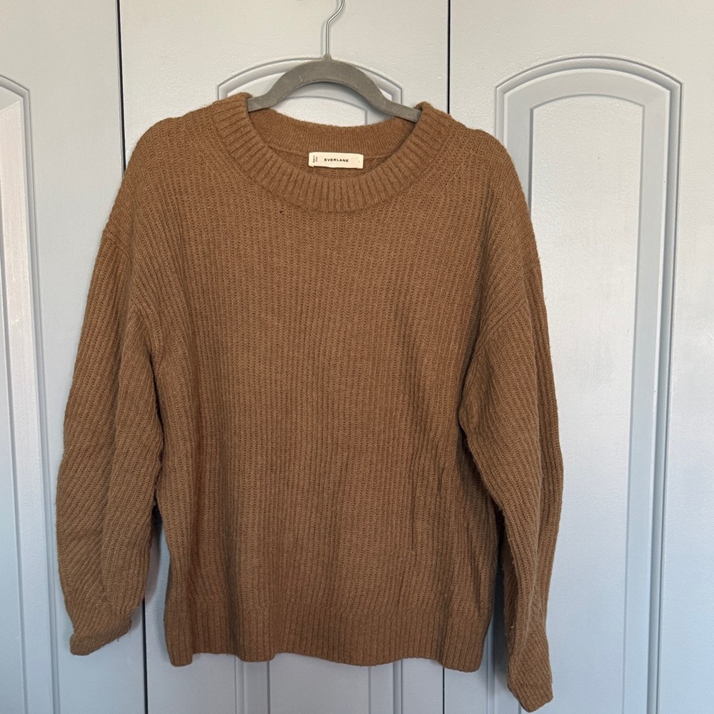Everlane The Alpaca Crew Sweater | Dark Heathered Camel | Size Large